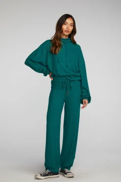 Chaser Brand Poor Boy Rib Knit Cropped Pullover With Elastic Waist & Sleeve Discount