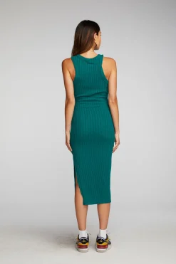 Chaser Brand Poor Boy Rib Midi Dress With Side Slit Cheap