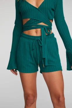 Chaser Brand Poor Boy Rib Shorts With Shoestring Tie Fashion