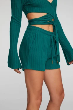 Chaser Brand Poor Boy Rib Shorts With Shoestring Tie Fashion
