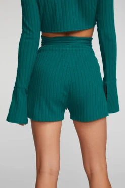 Chaser Brand Poor Boy Rib Shorts With Shoestring Tie Fashion
