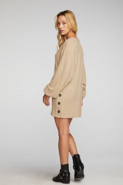 Chaser Brand Poor Boy Rib V-neck Tunic With Button Side Seam Shop