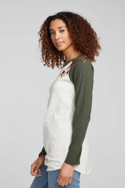 Chaser Brand Poppy Embroidery Football Long Sleeve Outlet