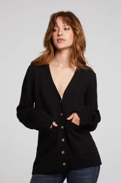 Chaser Brand Presley Licorice Cardigan Outlet