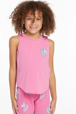 Chaser Brand Pretty Unicorn Girls Vintage Jersey Shirttail Muscle Best Sale