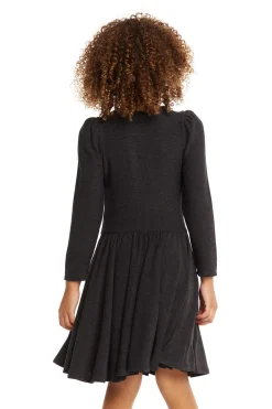 Chaser Brand Puff Black Licorice Long Sleeve Dress With Twirl Skirt Shop