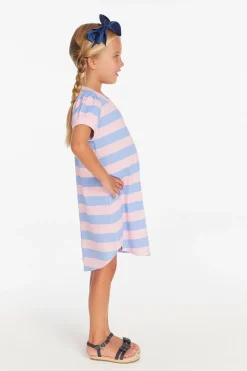 Chaser Brand Puff Sleeve Bubblegum Stripe Dress Outlet