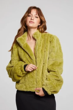 Chaser Brand Puff Sleeve Green Olive Jacket Flash Sale