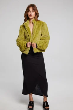Chaser Brand Puff Sleeve Green Olive Jacket Flash Sale
