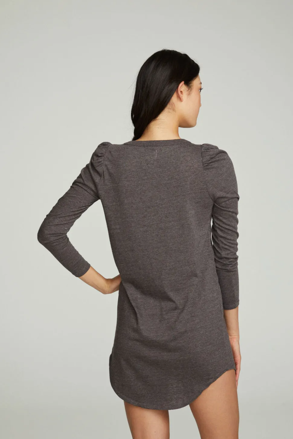Chaser Brand Puff Sleeve Shirttail Hi Lo Dress Cheap