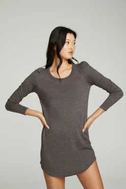 Chaser Brand Puff Sleeve Shirttail Hi Lo Dress Cheap