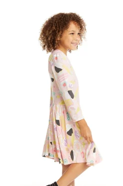 Chaser Brand Puff Sweet Treats Long Sleeve Dress With Twirl Skirt Flash Sale