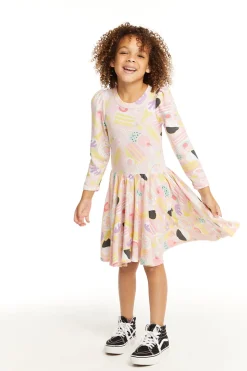 Chaser Brand Puff Sweet Treats Long Sleeve Dress With Twirl Skirt Flash Sale