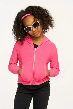 Chaser Brand Puffy Flamingo Pink Cozy Knit Zip Up Hoodie Hot