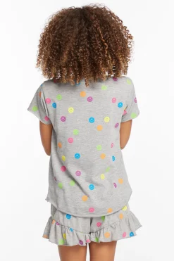 Chaser Brand Rainbow Smiles Girls Crew Neck Tee Flash Sale
