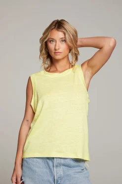 Chaser Brand Raw Edge Lemon Muscle Tank Hot