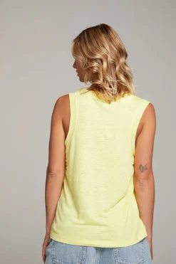 Chaser Brand Raw Edge Lemon Muscle Tank Hot