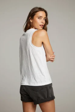 Chaser Brand Raw Edge White Muscle Tank Flash Sale