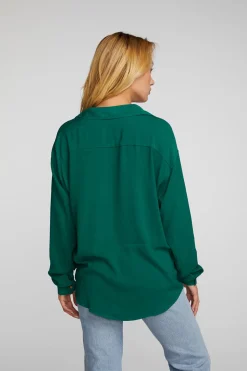 Chaser Brand Rayon Woven Long Sleeve Button Down Hot