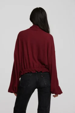 Chaser Brand Recycled Bliss Knit Cropped Pullover With Elastic Waist & Sleeve Cheap