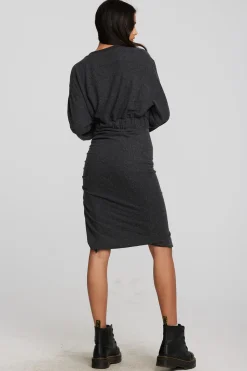 Chaser Brand Recycled Bliss Knit Midi Dress With Shirring Sale