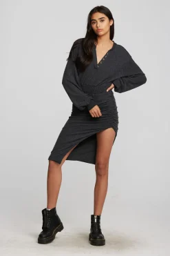 Chaser Brand Recycled Bliss Knit Midi Dress With Shirring Sale
