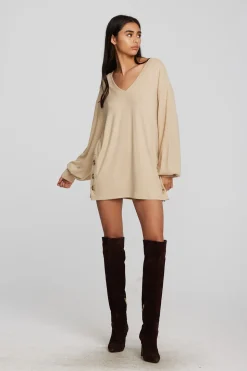 Chaser Brand Recycled Bliss Knit V-neck Tunic With Button Side Seam Sale