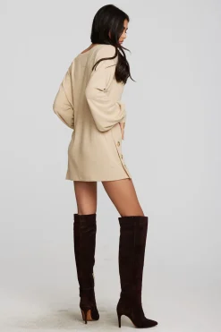 Chaser Brand Recycled Bliss Knit V-neck Tunic With Button Side Seam Sale