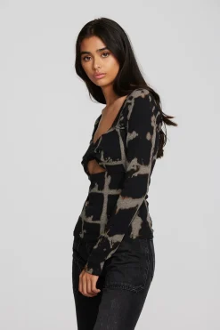 Chaser Brand Recycled Vintage Rib Long Sleeve Top With Twist Detail Store