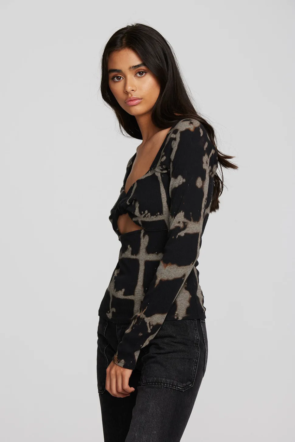 Chaser Brand Recycled Vintage Rib Long Sleeve Top With Twist Detail Store
