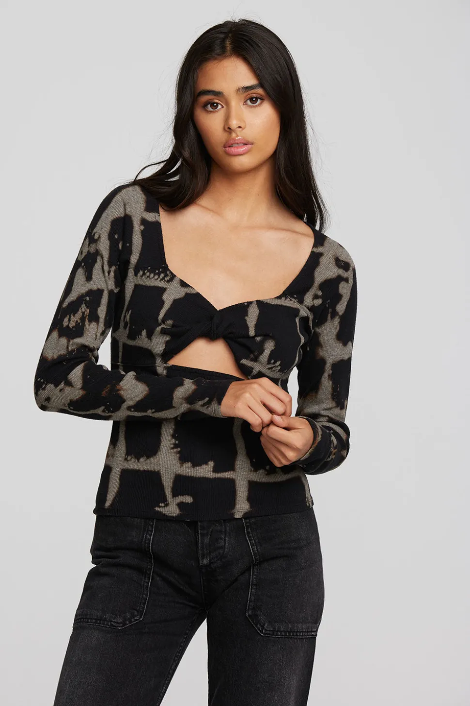 Chaser Brand Recycled Vintage Rib Long Sleeve Top With Twist Detail Store