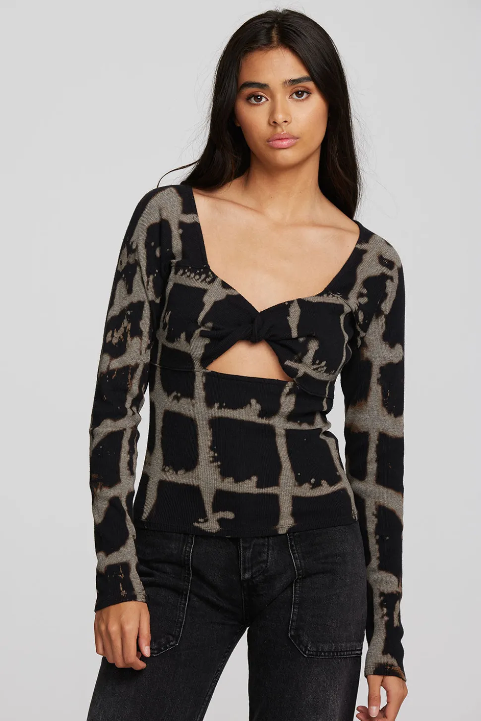 Chaser Brand Recycled Vintage Rib Long Sleeve Top With Twist Detail Store