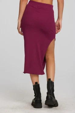 Chaser Brand Recycled Vintage Rib Midi Skirt With Shirring And Side Slit Best