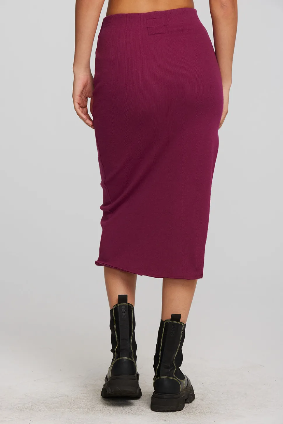 Chaser Brand Recycled Vintage Rib Midi Skirt With Shirring And Side Slit Best