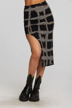 Chaser Brand Recycled Vintage Rib Midi Skirt With Shirring And Side Slit Flash Sale
