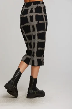 Chaser Brand Recycled Vintage Rib Midi Skirt With Shirring And Side Slit Flash Sale