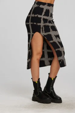 Chaser Brand Recycled Vintage Rib Midi Skirt With Shirring And Side Slit Flash Sale