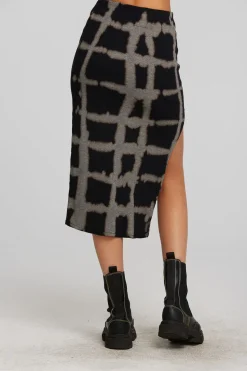 Chaser Brand Recycled Vintage Rib Midi Skirt With Shirring And Side Slit Flash Sale