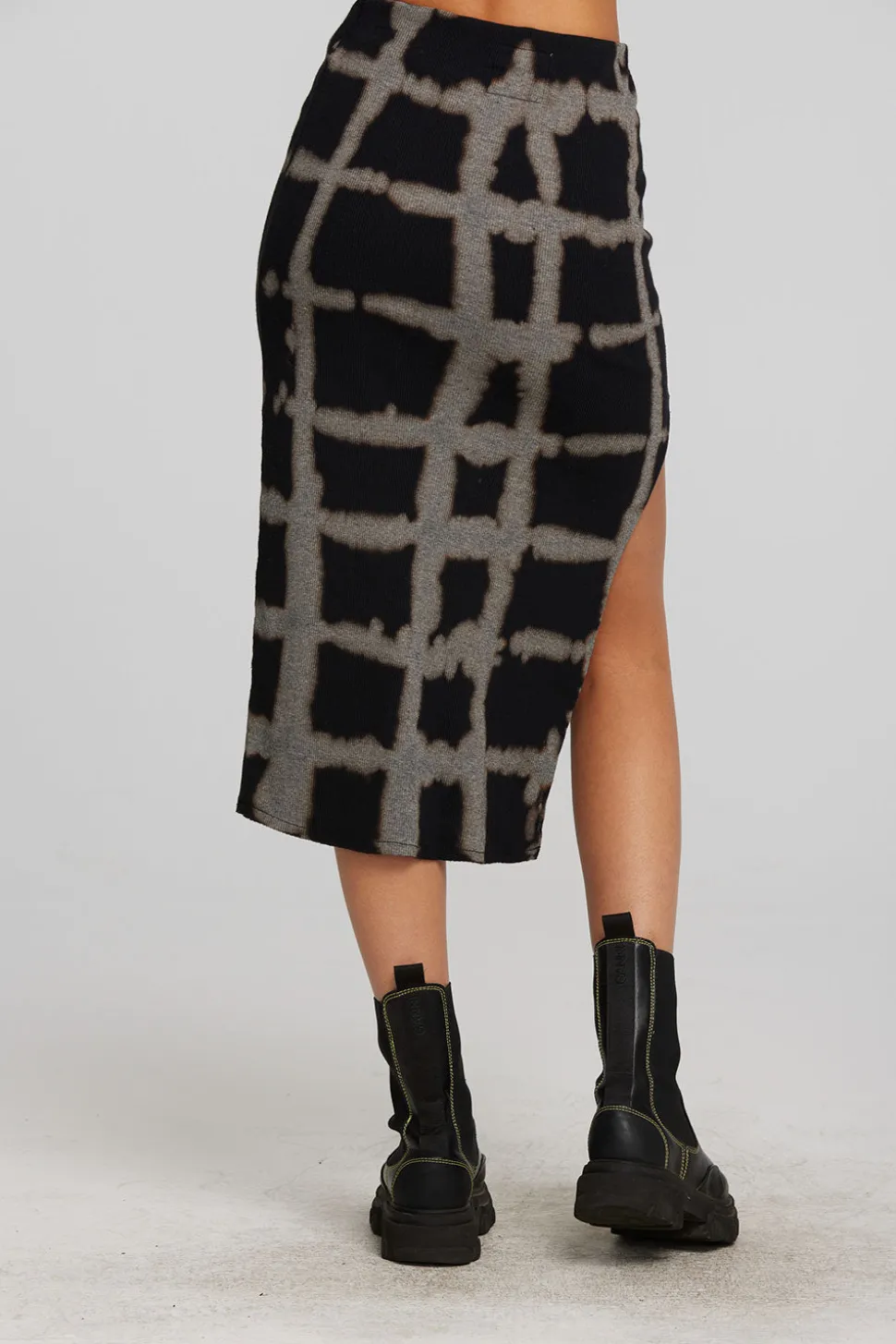 Chaser Brand Recycled Vintage Rib Midi Skirt With Shirring And Side Slit Flash Sale