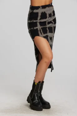 Chaser Brand Recycled Vintage Rib Midi Skirt With Shirring And Side Slit Flash Sale