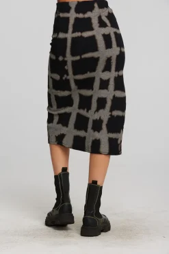Chaser Brand Recycled Vintage Rib Midi Skirt With Shirring And Side Slit Flash Sale