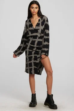 Chaser Brand Recycled Vintage Rib Midi Dress With Shirring And Side Slit Best Sale