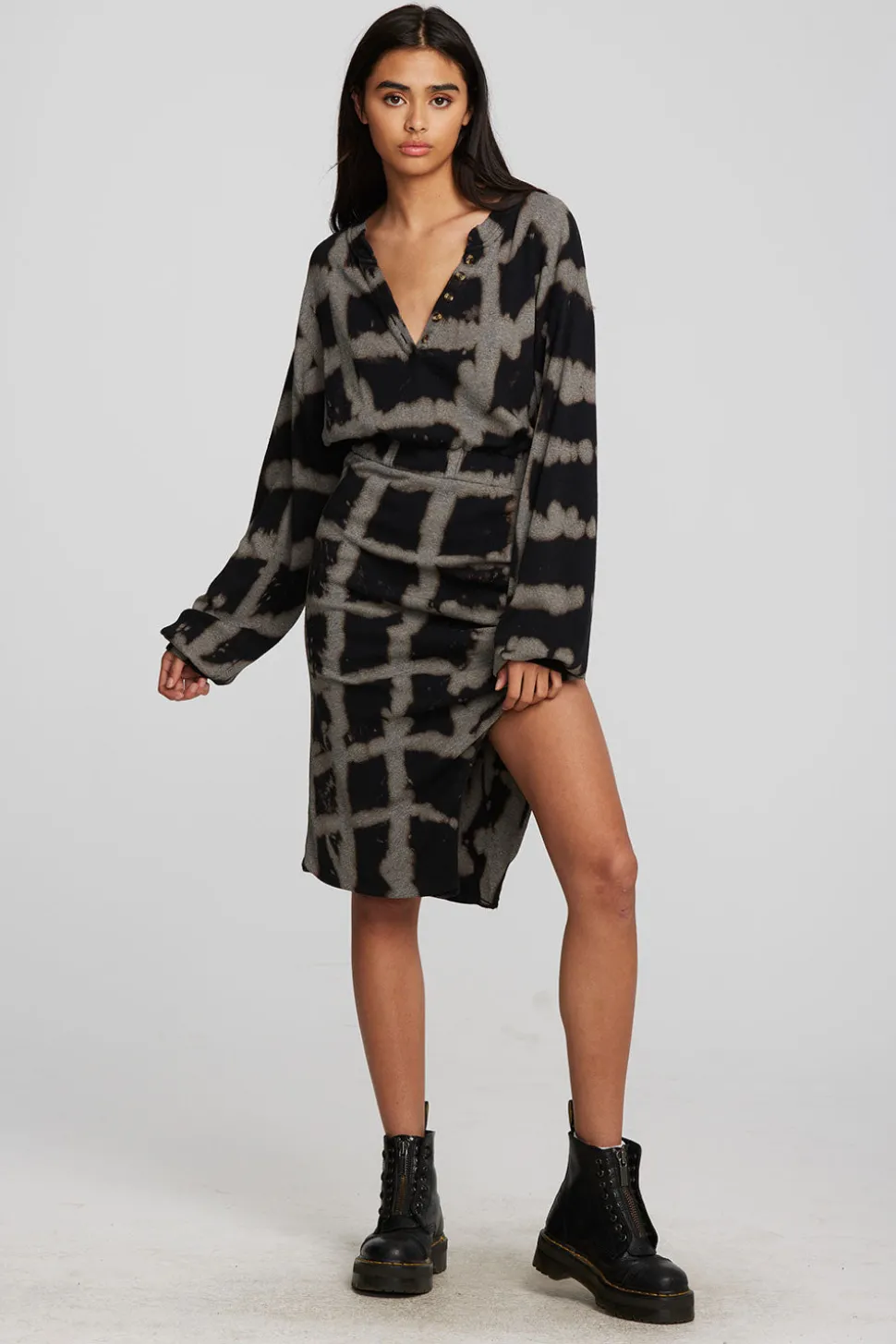 Chaser Brand Recycled Vintage Rib Midi Dress With Shirring And Side Slit Best Sale