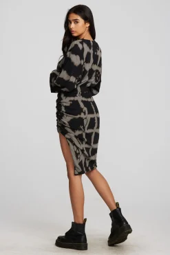 Chaser Brand Recycled Vintage Rib Midi Dress With Shirring And Side Slit Best Sale