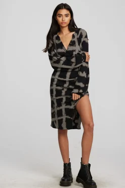 Chaser Brand Recycled Vintage Rib Midi Dress With Shirring And Side Slit Best Sale