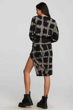 Chaser Brand Recycled Vintage Rib Midi Dress With Shirring And Side Slit Best Sale