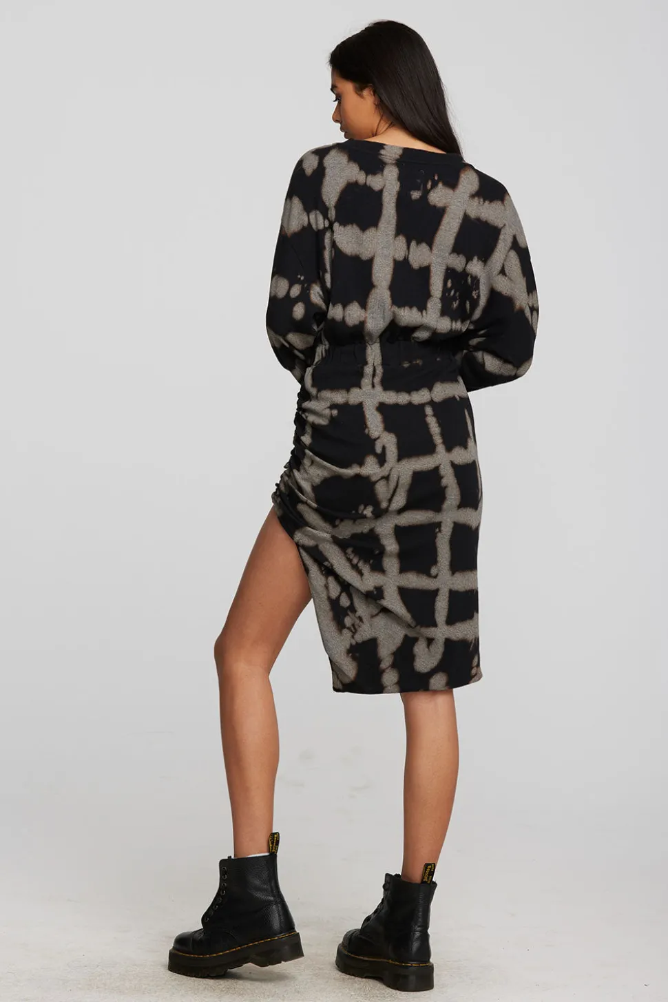 Chaser Brand Recycled Vintage Rib Midi Dress With Shirring And Side Slit Best Sale