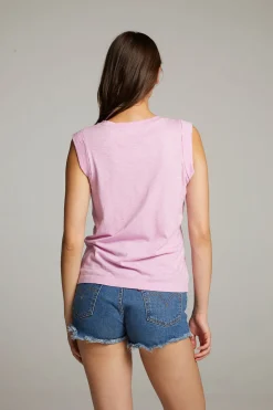 Chaser Brand Rolled Pastel Lavender Armhole V-neck Muscle Tank Best