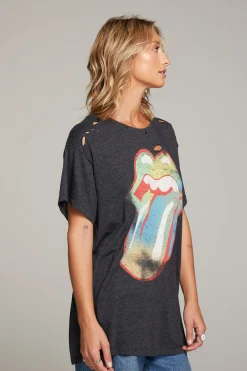 Chaser Brand Rolling Stones Classic Logo Distressed Tee Store