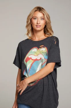 Chaser Brand Rolling Stones Classic Logo Distressed Tee Store